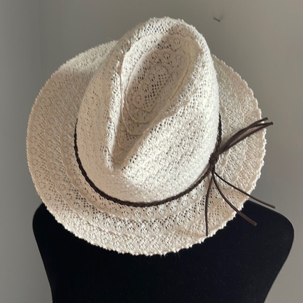 Southern Hat Ivory w/brown rawhide accent.
